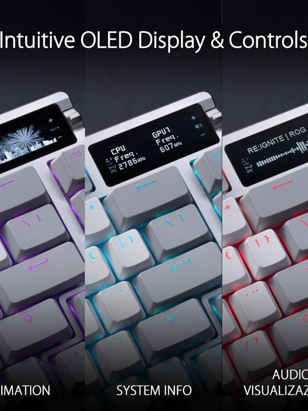 ASUS ROG Azoth Wireless Mechanical Gaming Keyboard -75% TKL, Snow Linear - White - Picture 2 of 8